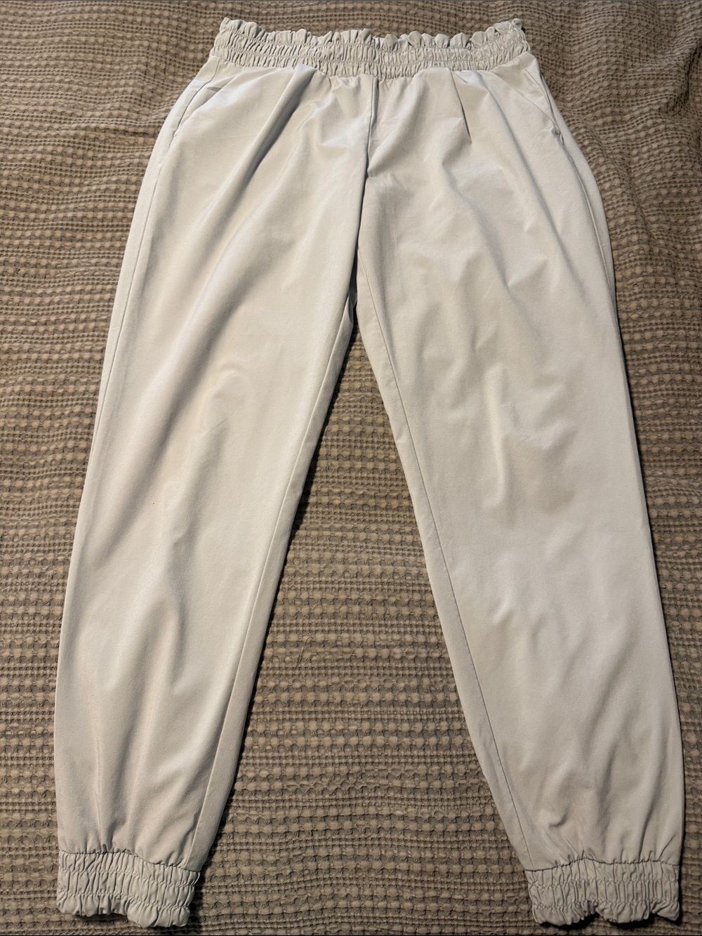 Athleta Light Gray Elastic-Waist Jogger Pants